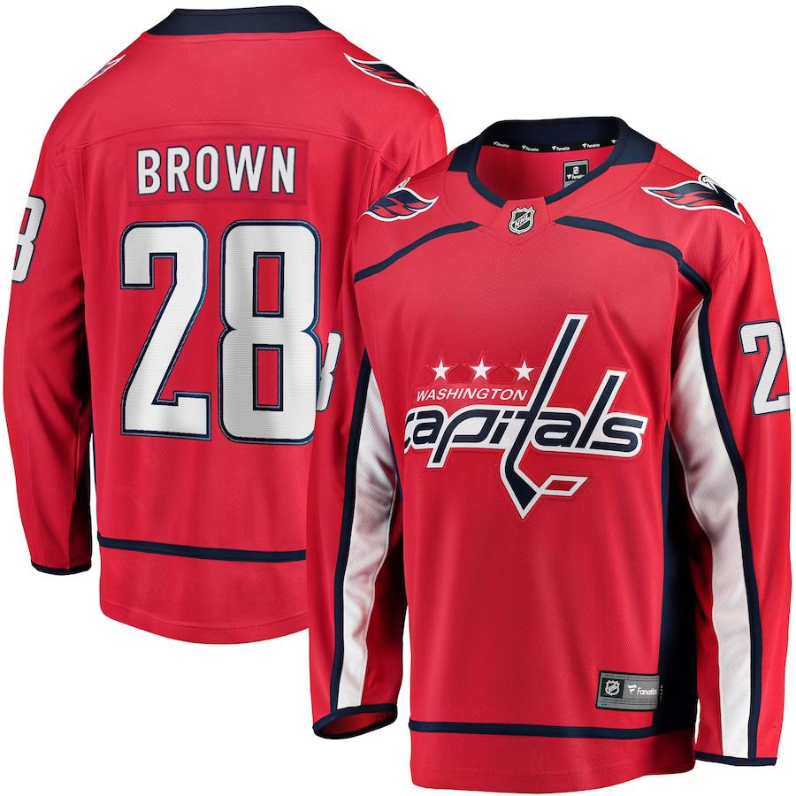 Men Washington Capitals 28 Connor Brown Fanatics Branded Red Home Breakaway Player NHL Jersey